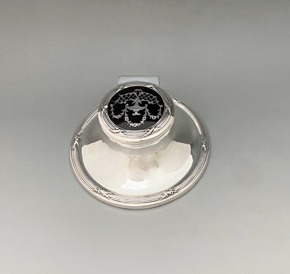 A superb Edwardian silver & tortoiseshell capstan inkwell