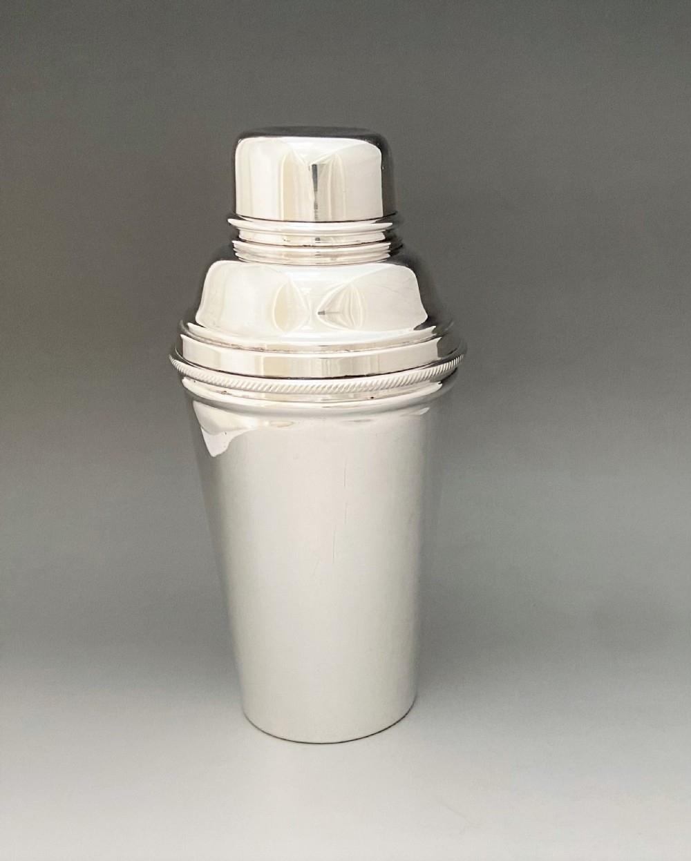 A handsome Art Deco silver plated cocktail shaker