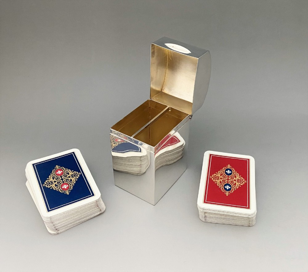 A superb small silver double playing card box View VIII