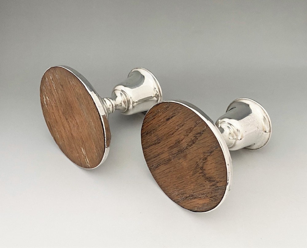 A lovely pair of Chester silver dwarf candlesticks View III