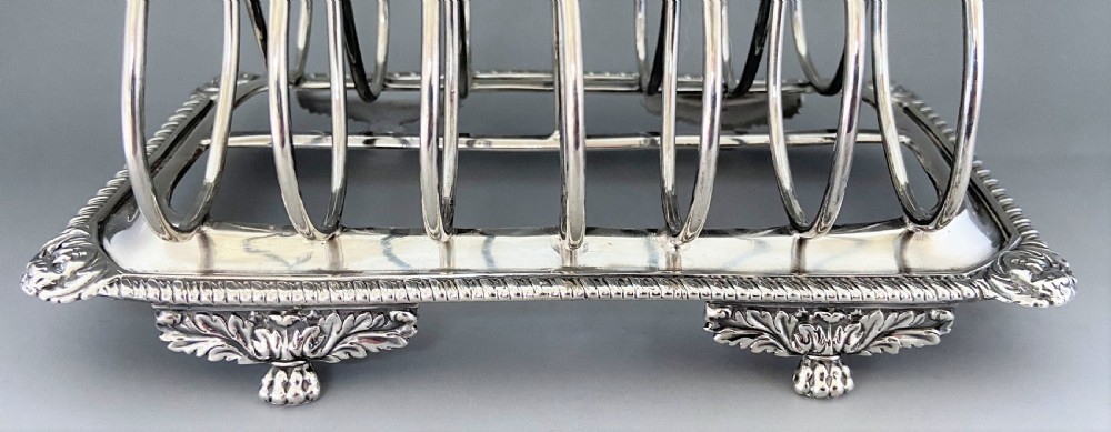 An outstanding and imposing Georgian silver toast rack View VII