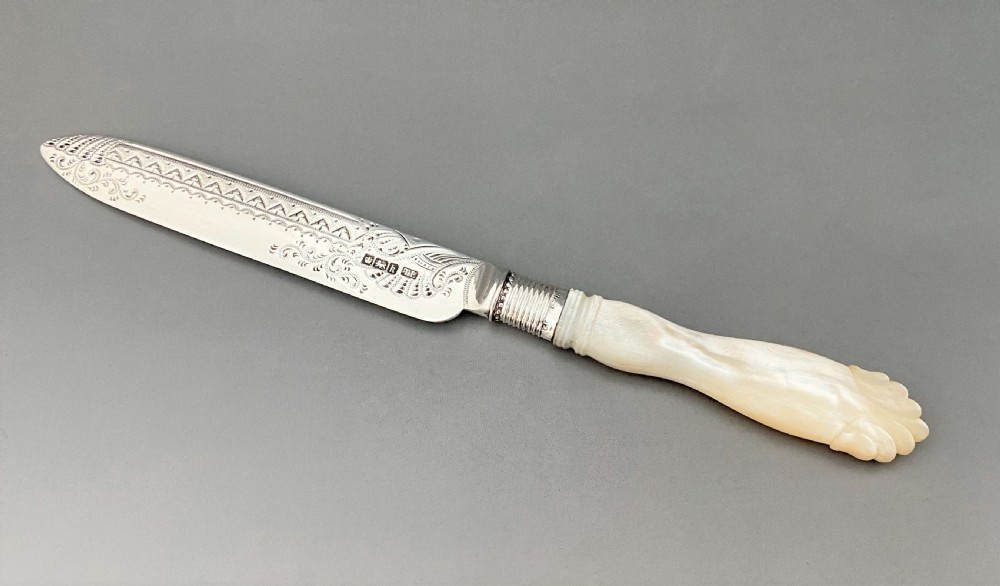 A gorgeous Edwardian silver & mother-of-pearl cake knife