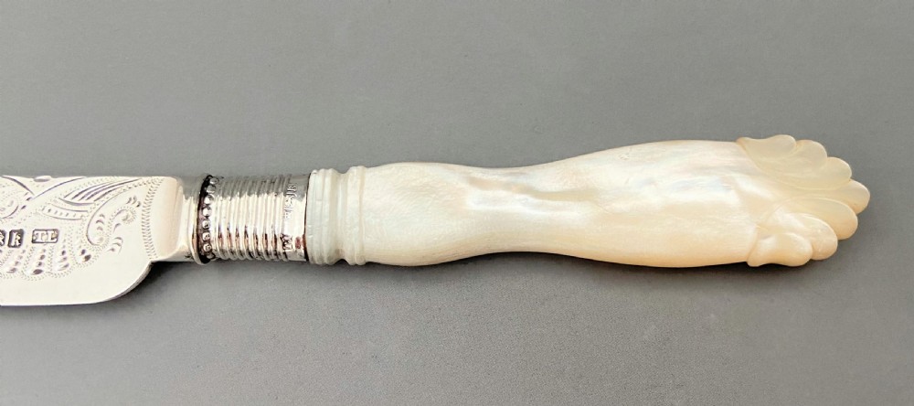 A gorgeous Edwardian silver & mother-of-pearl cake knife View IV