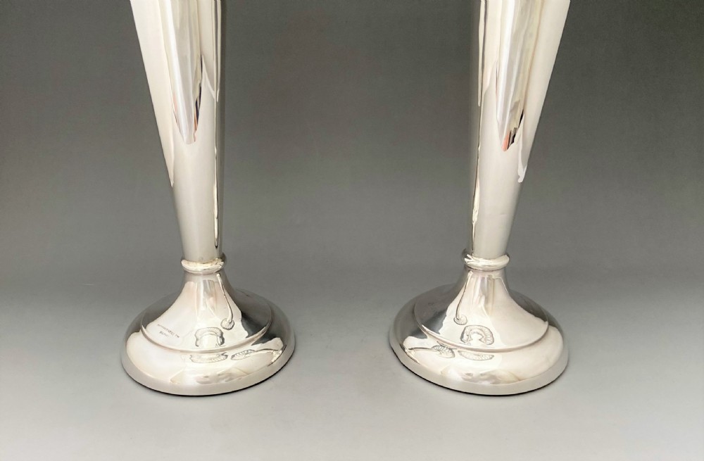 A fabulous pair of large Edwardian silver vases with a Belfast maker View III