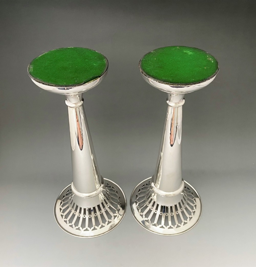 A fabulous pair of large Edwardian silver vases with a Belfast maker View IV