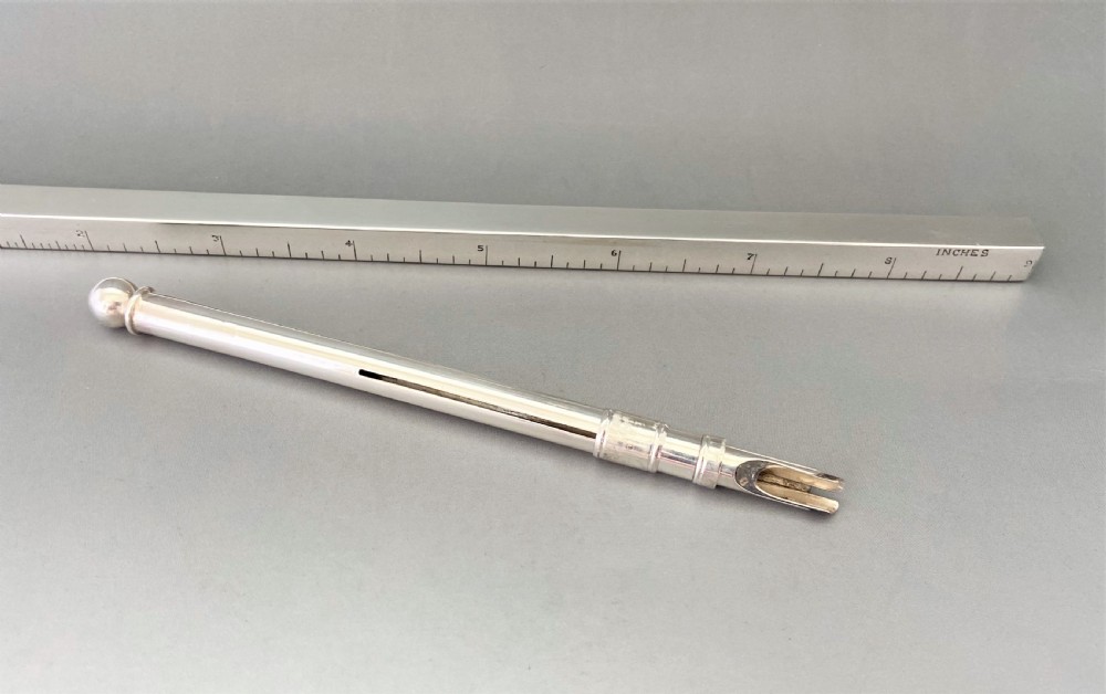 An extremely rare Victorian Chester silver ruler & dipping pen View VI