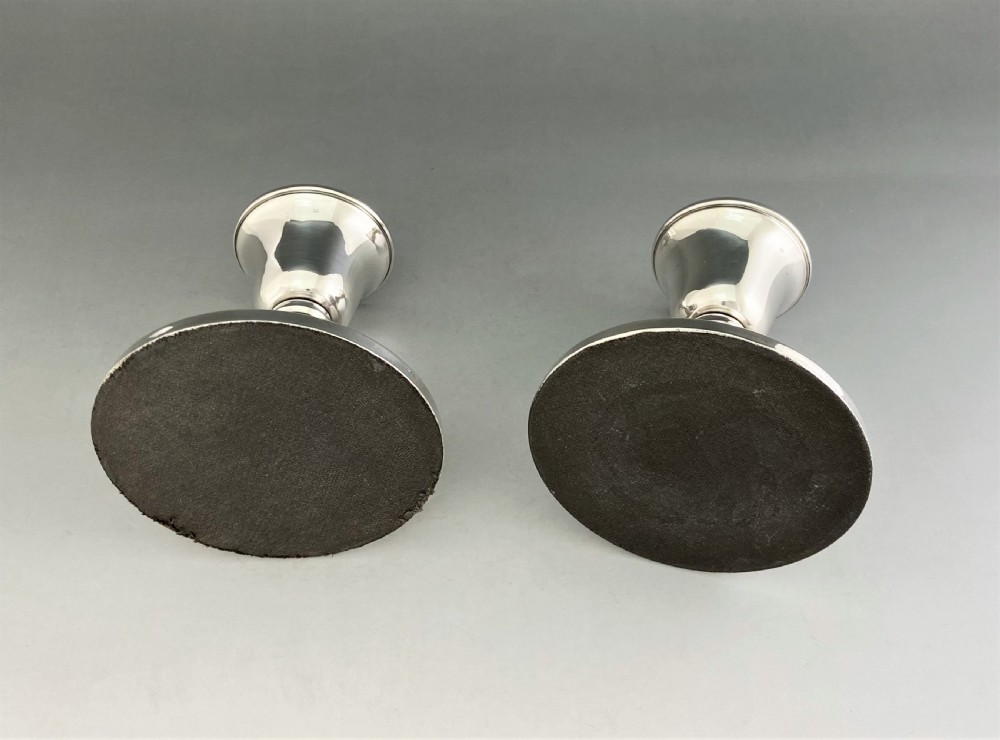 A stylish pair of dwarf silver candlesticks View III