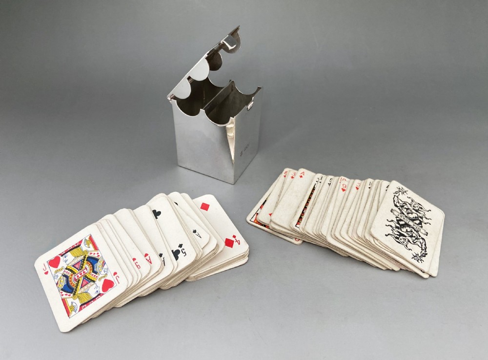 A superb Victorian small silver double playing card box View II