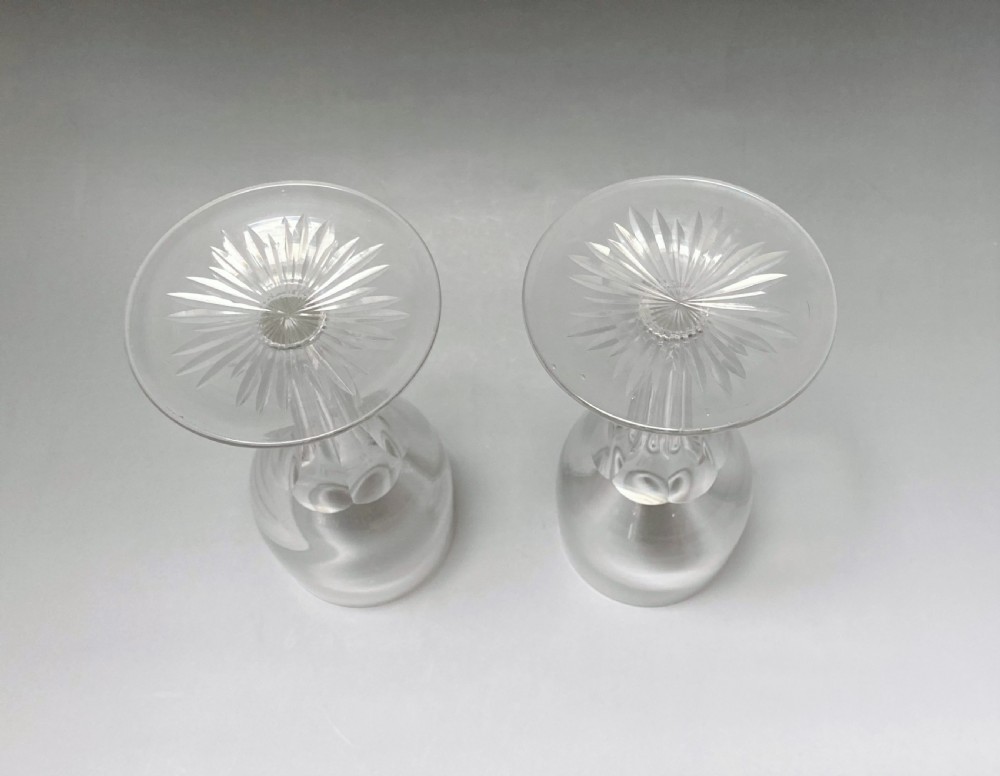 A Rare Pair Of Hollow Stem Wine Glasses Engraved 'B' View IV