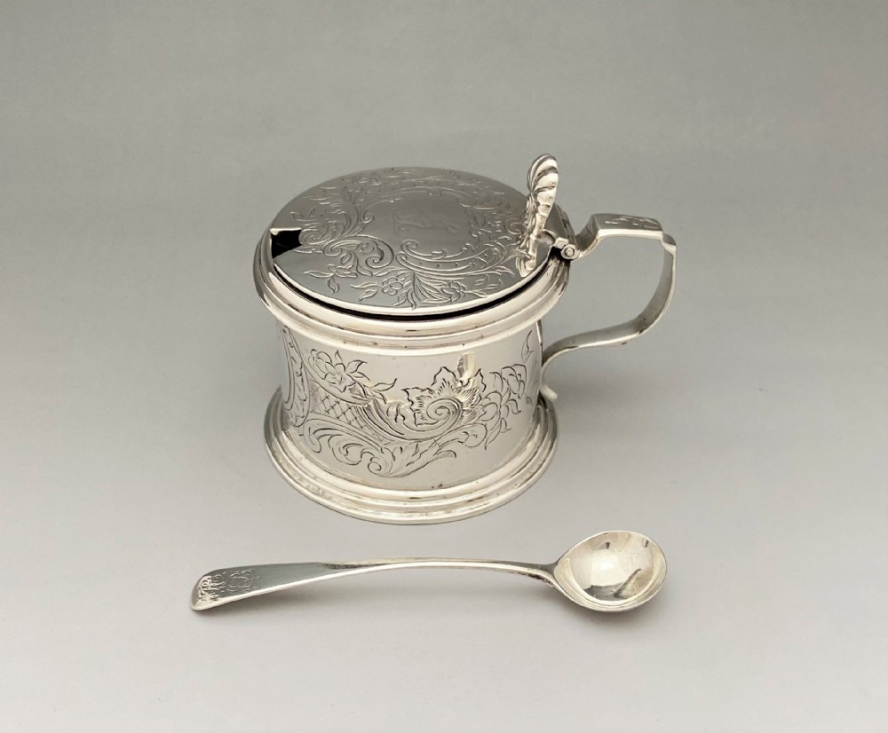 An Early Victorian Silver Mustard Pot & Spoon