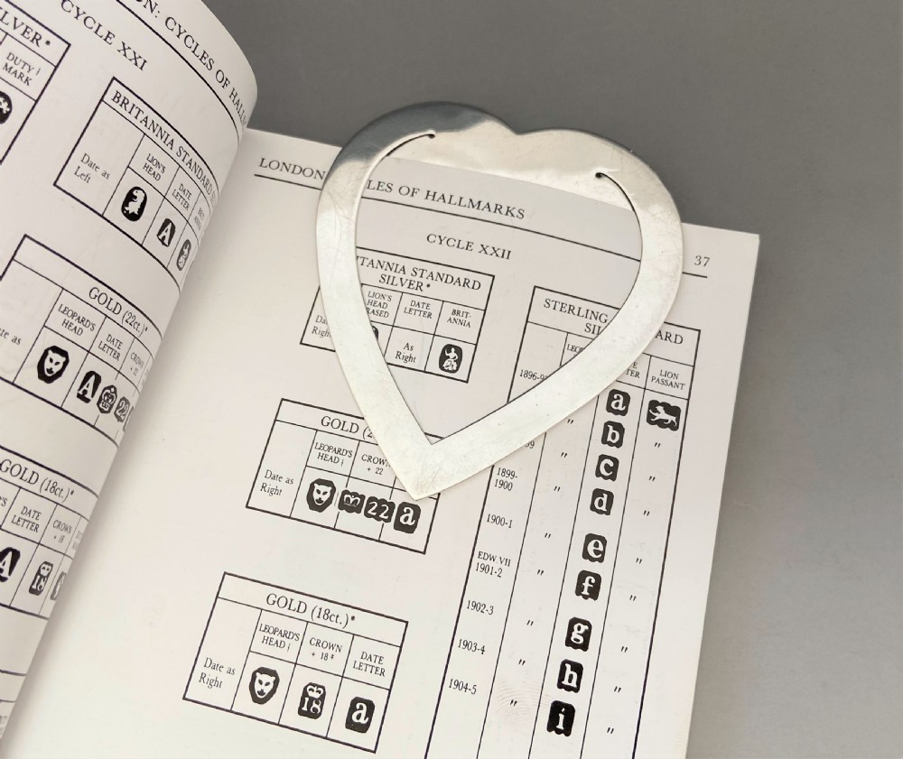 A large Edwardian silver heart shaped bookmark View V