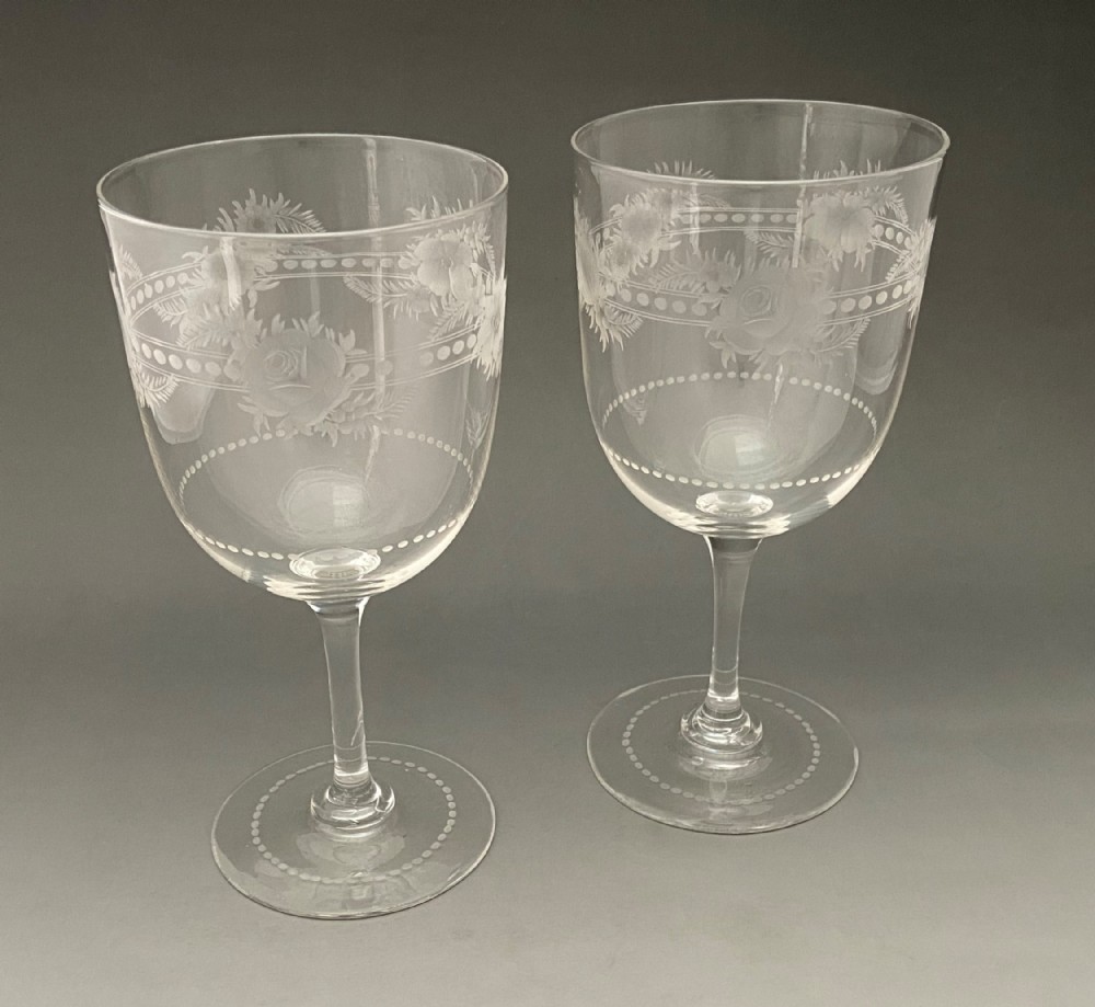 A gorgeous pair of Victorian wine glasses