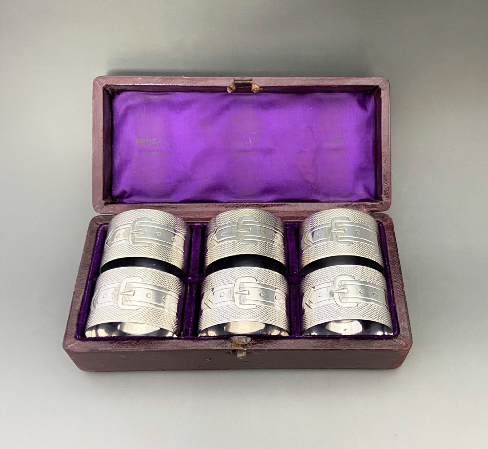 A desirable set of six boxed Victorian silver plated napkin rings