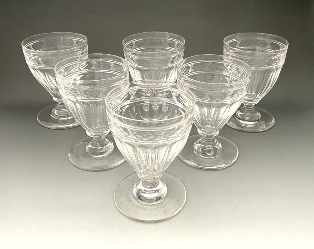 A Superb Set Of 6 Victorian Cut Glass Rummers
