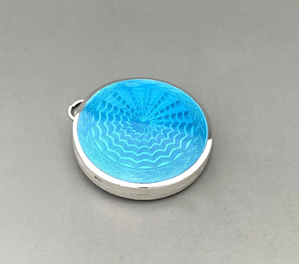 A fabulous Art Deco silver & guilloche enamel pill box