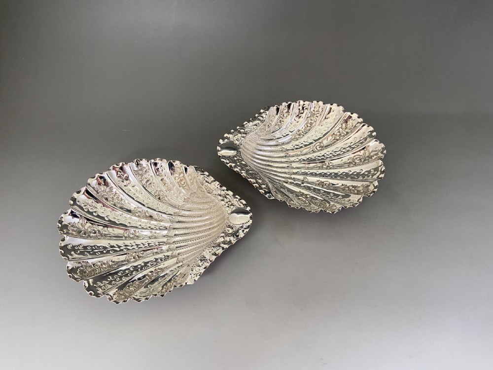 A gorgeous pair of Victorian silver butter shells View II