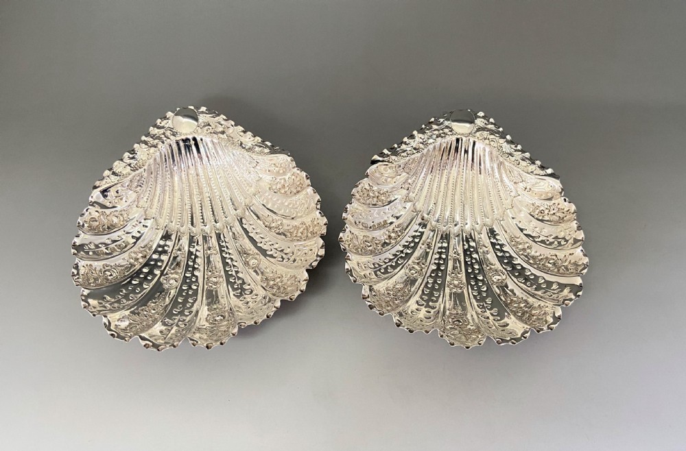 A gorgeous pair of Victorian silver butter shells View III