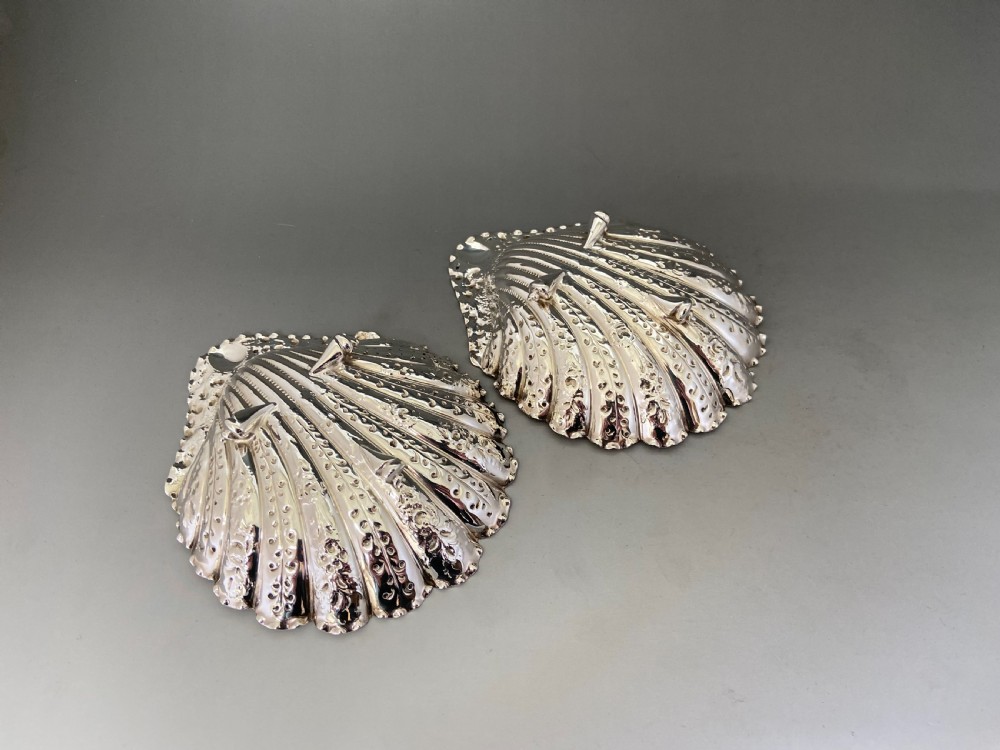 A gorgeous pair of Victorian silver butter shells View V