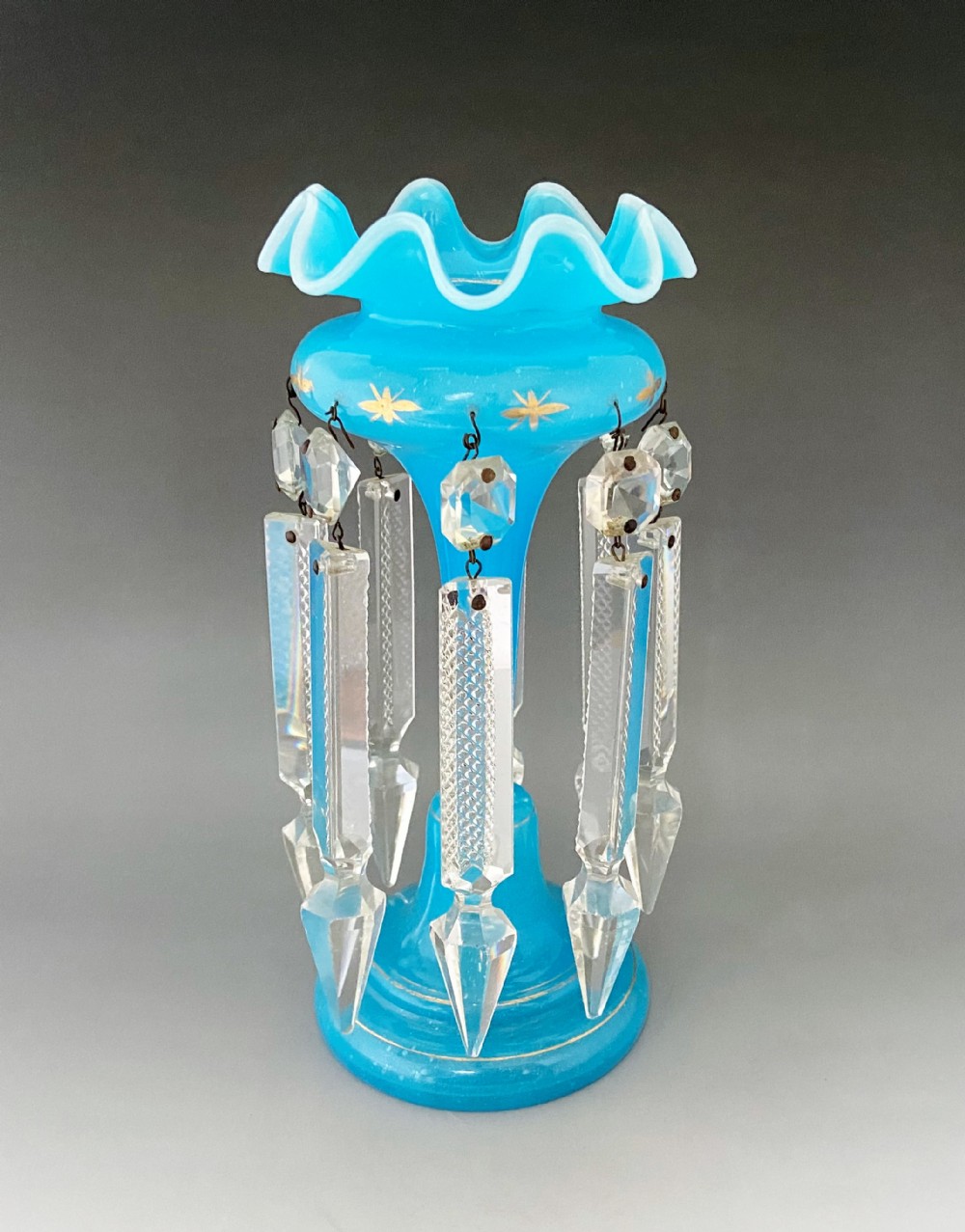 A gorgeous Victorian opaline glass lustre