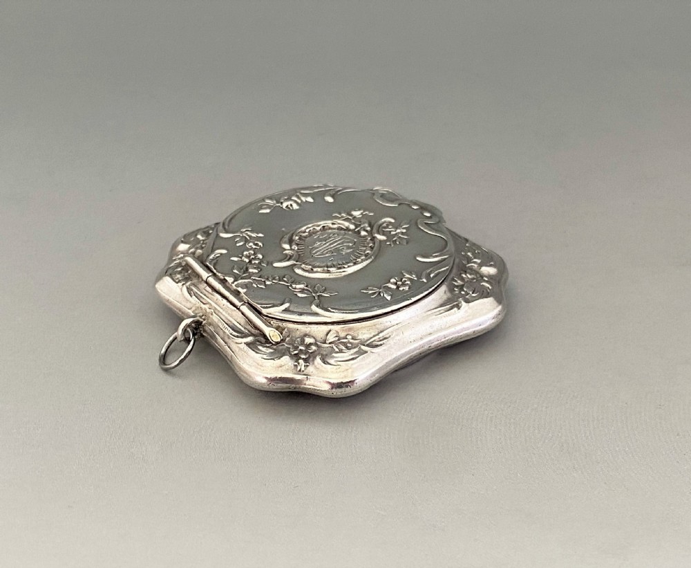A gorgeous French silver chatelaine/pendant compact View V
