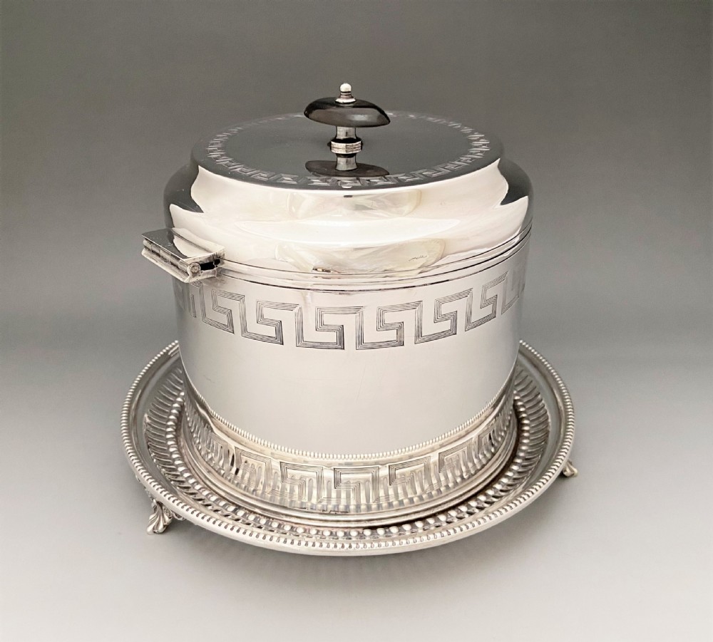 A fabulous Victorian silver plated biscuit box/ barrel View III