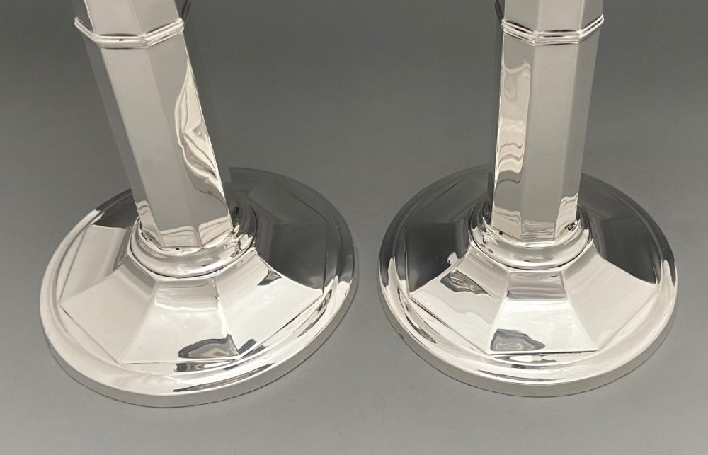A stylish pair of George V silver candlesticks View II
