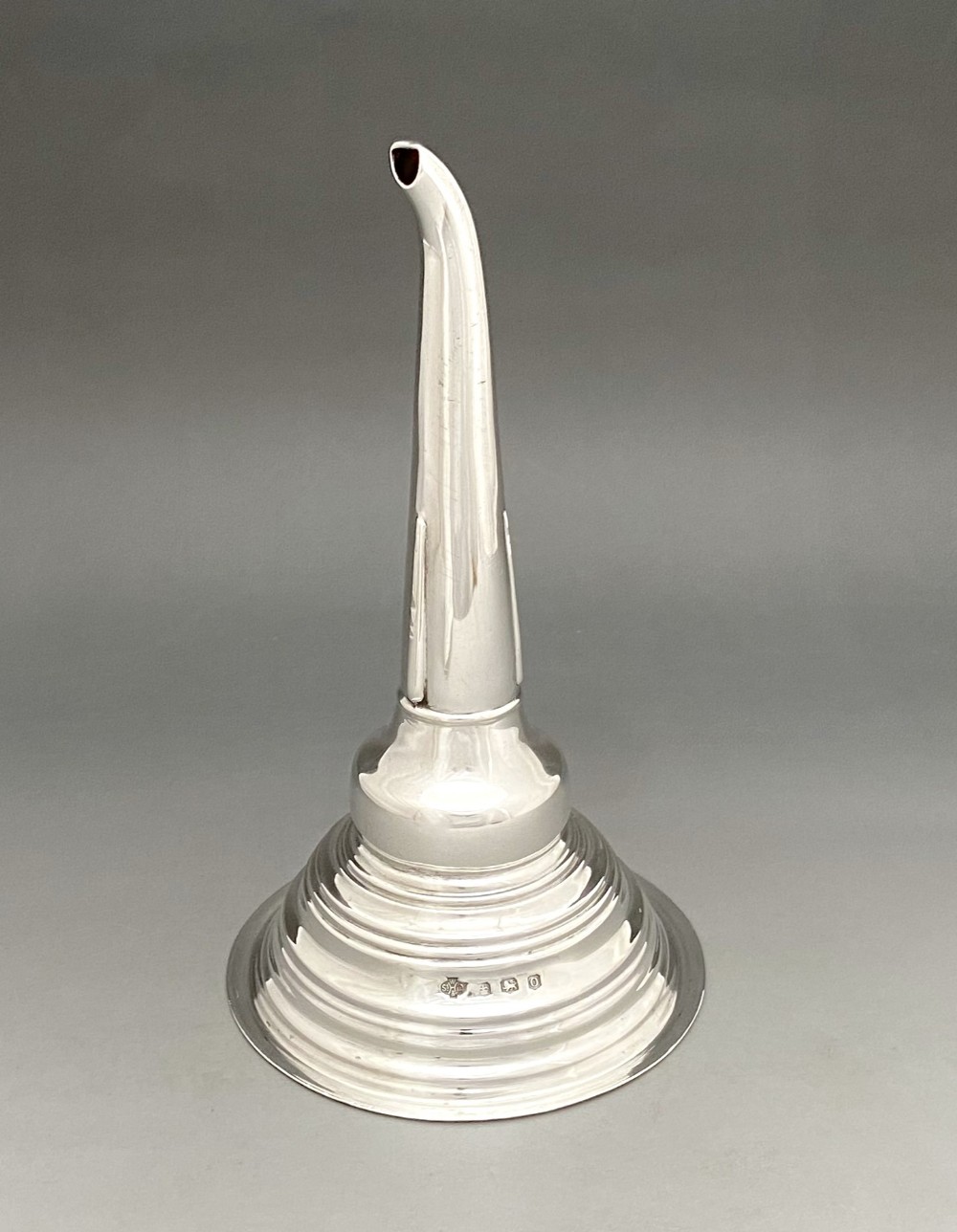 A rare George V silver wine funnel & strainer