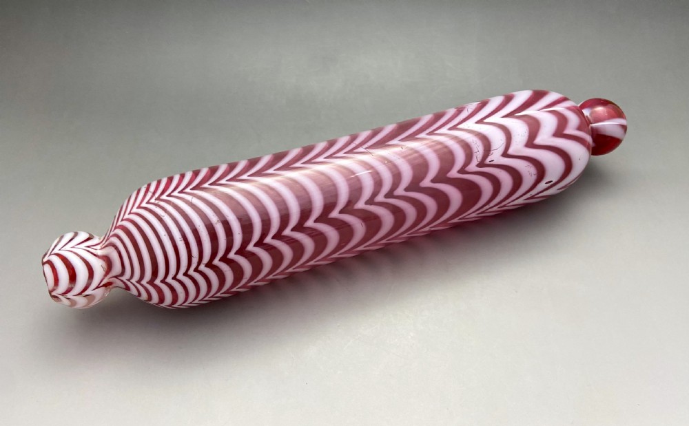 A lovely mid Victorian Nailsea glass rolling pin