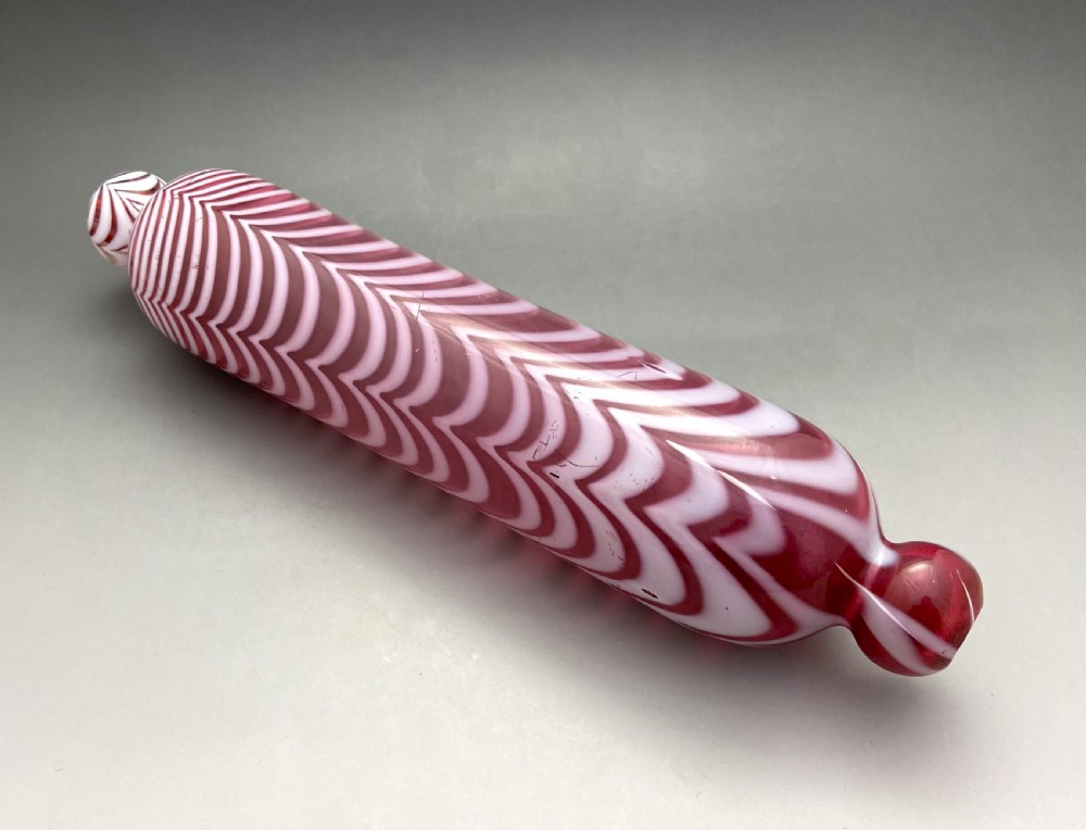 A lovely mid Victorian Nailsea glass rolling pin View II