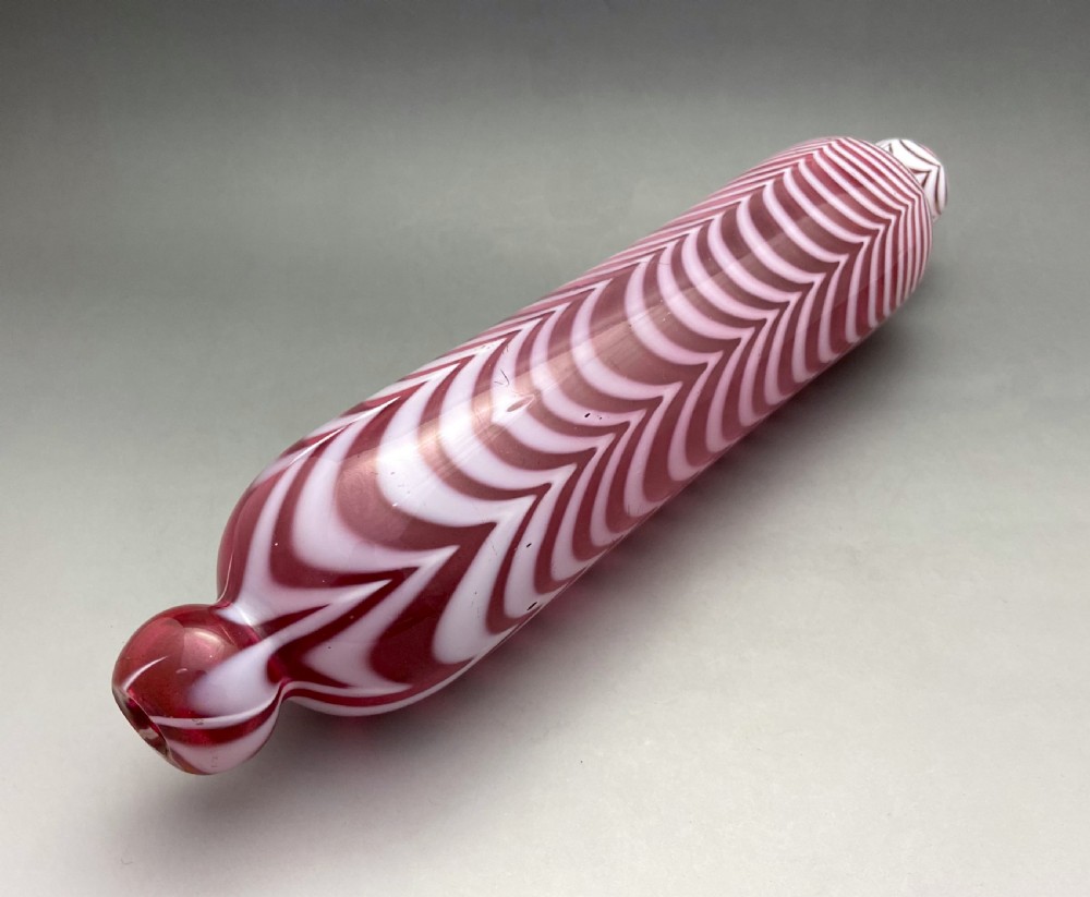 A lovely mid Victorian Nailsea glass rolling pin View III