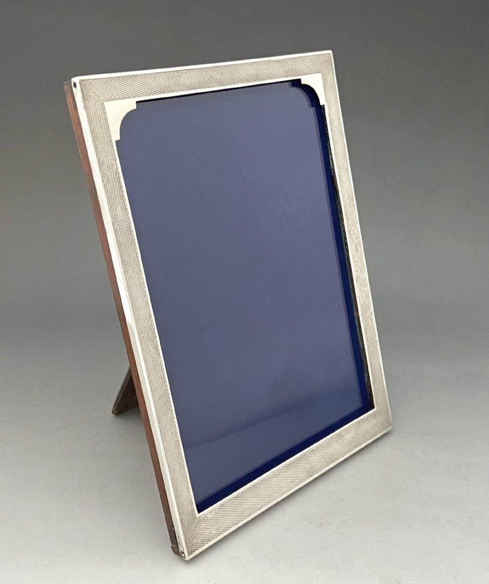 An excellent Art Deco engine turned silver photo frame