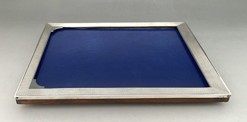 An excellent Art Deco engine turned silver photo frame View V