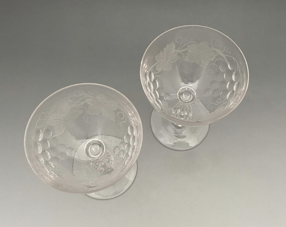 A delightful pair of Victorian cut glass champagne coupes View III