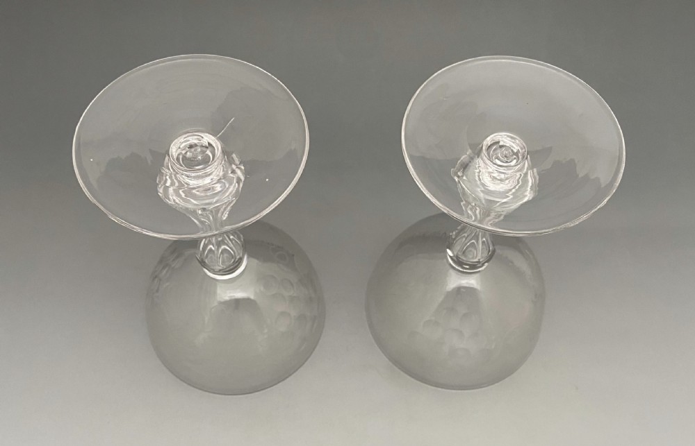 A delightful pair of Victorian cut glass champagne coupes View IV