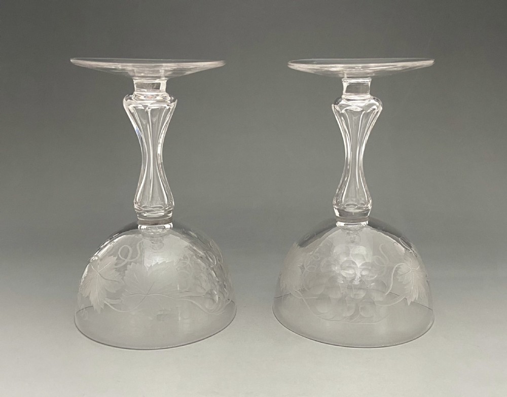 A delightful pair of Victorian cut glass champagne coupes View V