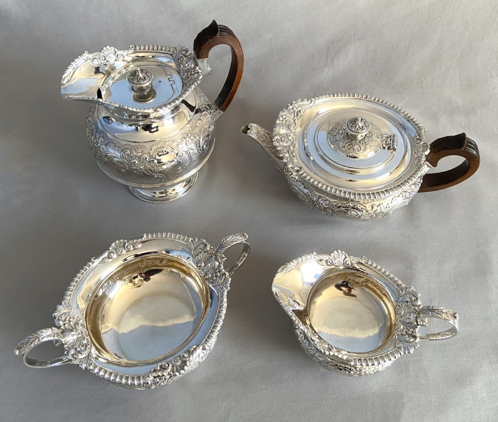 A Superb 4 piece Victorian silver tea set by Edward Barnard & Sons View II