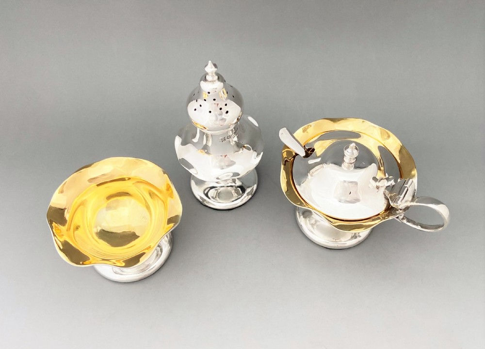 A gorgeous Edwardian three piece silver cruet View II