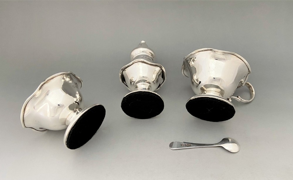 A gorgeous Edwardian three piece silver cruet View V