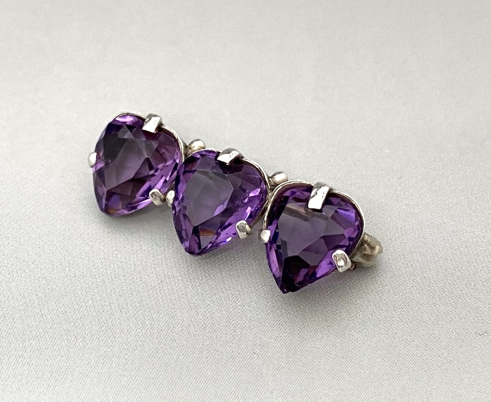 A gorgeous Charles Horner silver & Amethyst brooch