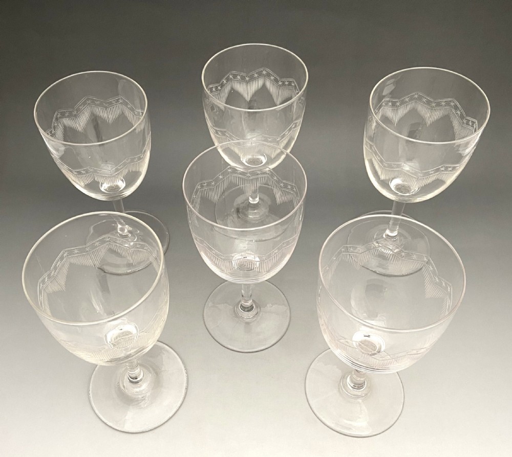 An excellent set of 6 Victorian wine glasses View III