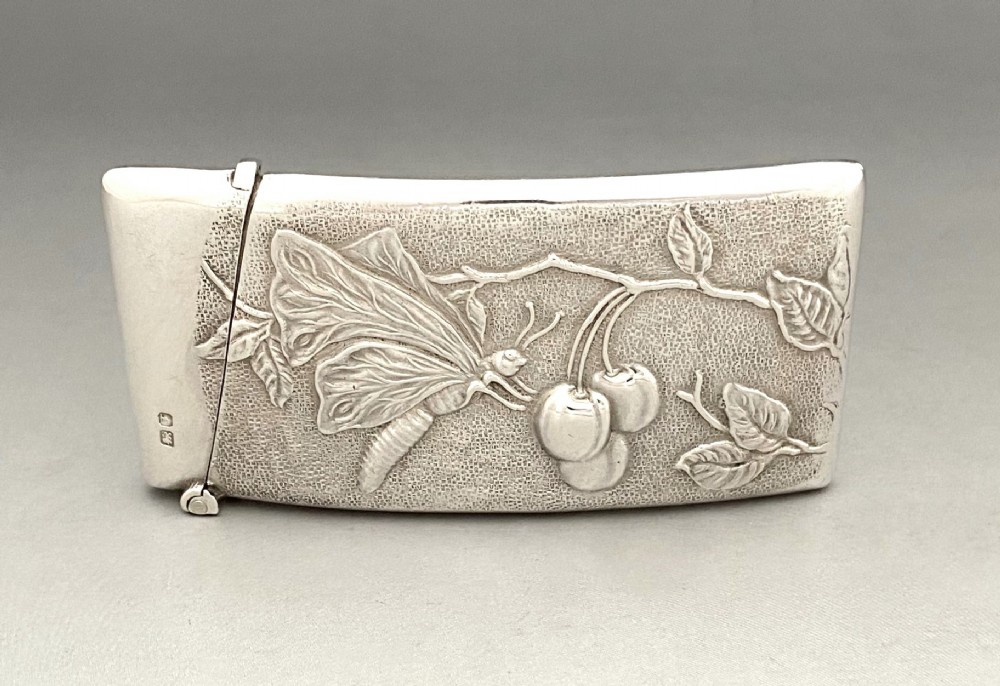 A fabulous Edwardian naturalistic silver card case from the Chester assay Office