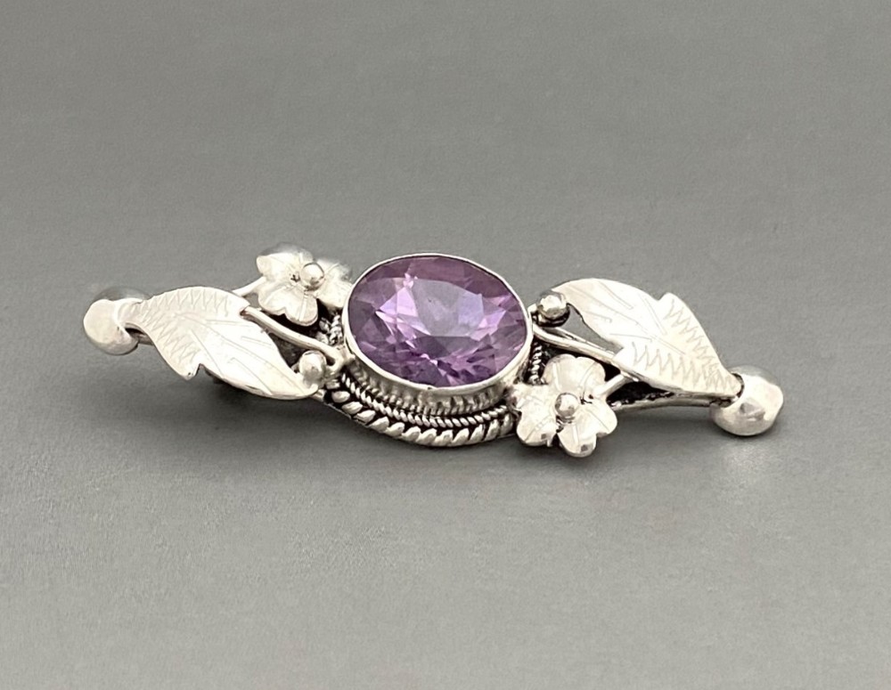 A gorgeous late Victorian silver & Amethyst brooch