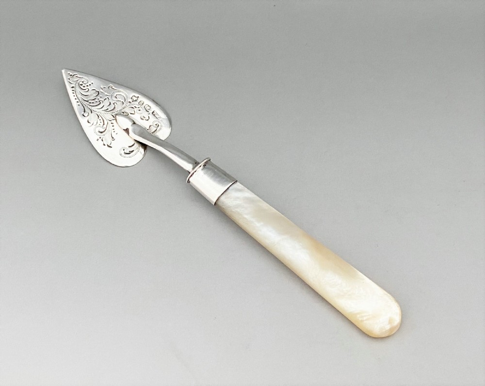 A rare Victorian silver & mother-of-pearl pate spreader