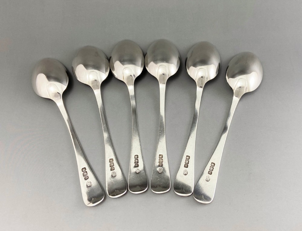 A fine set of six engraved Victorian silver teaspoons View III