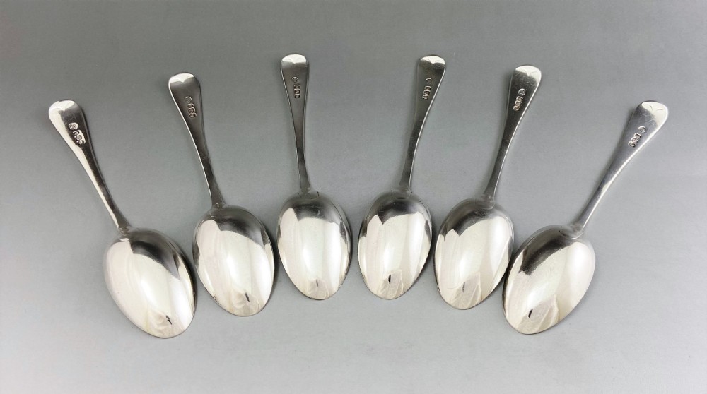 A fine set of six engraved Victorian silver teaspoons View V