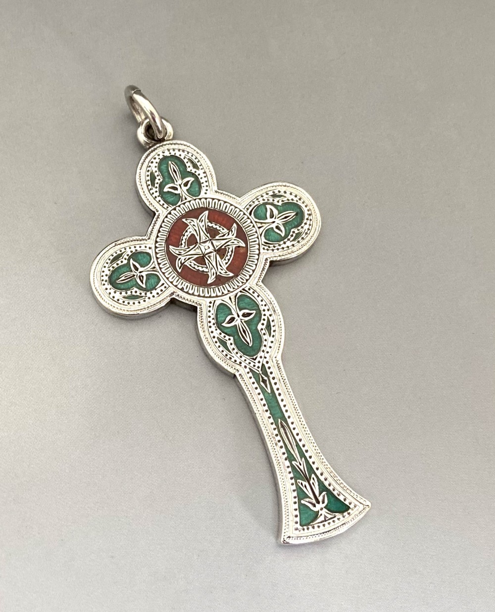A fabulous mid 19th Century silver & enamel Cross pendant