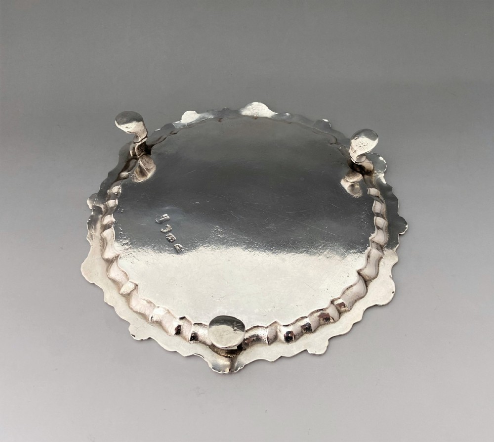 A superb 1744 George II silver waiter/card tray View IV