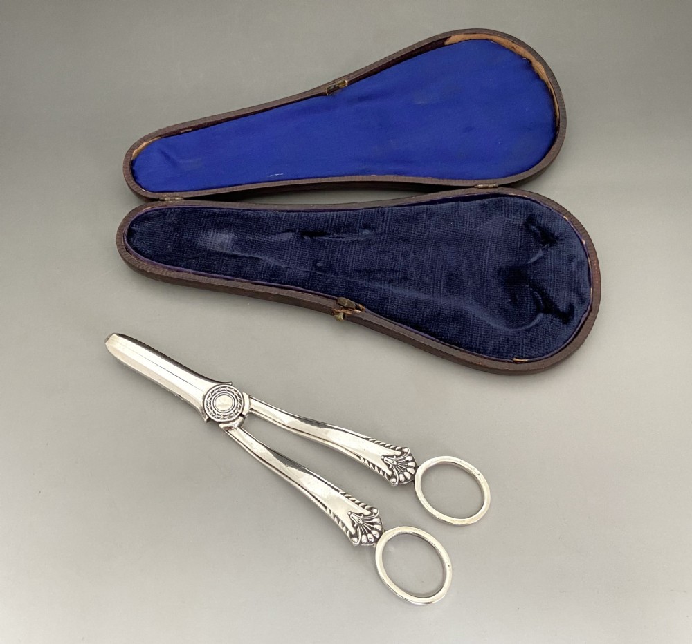 A lovely Pair Of Boxed Silver Grape scissors/ Shears View II