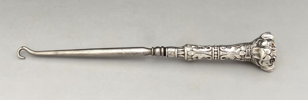 A rare Edwardian novelty silver Dog button hook View IX