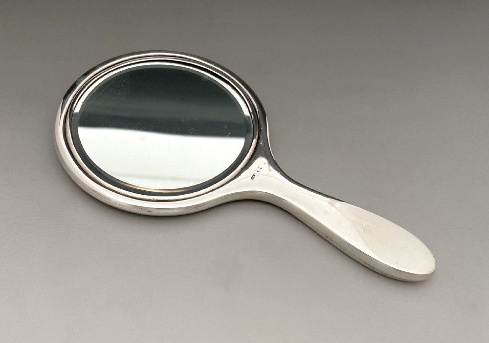 A Gorgeous Art Deco Silver & Guilloche Enamel Hand Mirror View VI